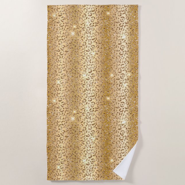 Serviette De Plage Parties scintillant de glam or Leopard (Devant)