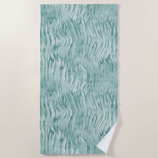 Serviette De Plage Parties scintillant d'impression Mint Green Glitzy (Devant)