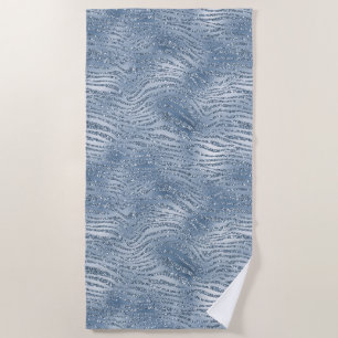 Serviette De Plage Parties scintillant en verre bleu Zebra Print