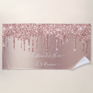 Serviette De Plage Parties scintillant rose Gold Blush - Votre texte