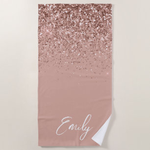 Serviette De Plage Parties scintillant rose vierge Rose Monogram Beac