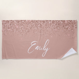 Serviette De Plage Parties scintillant rose vierge Rose Monogram Beac