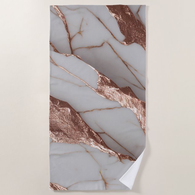 Serviette De Plage Parties scintillant tendance en cuivre marbre (Devant)