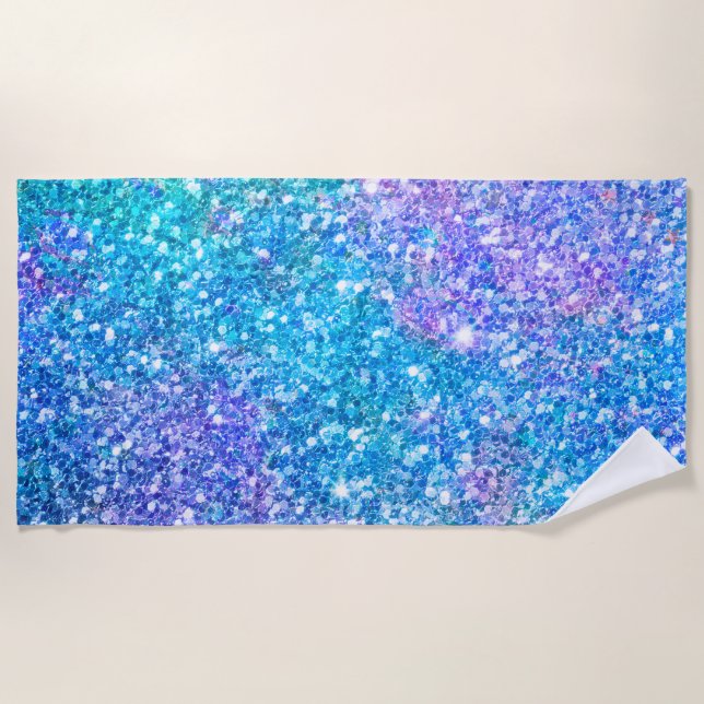 Serviette De Plage Parties scintillant Turquoise & Purple Faux (Devant)