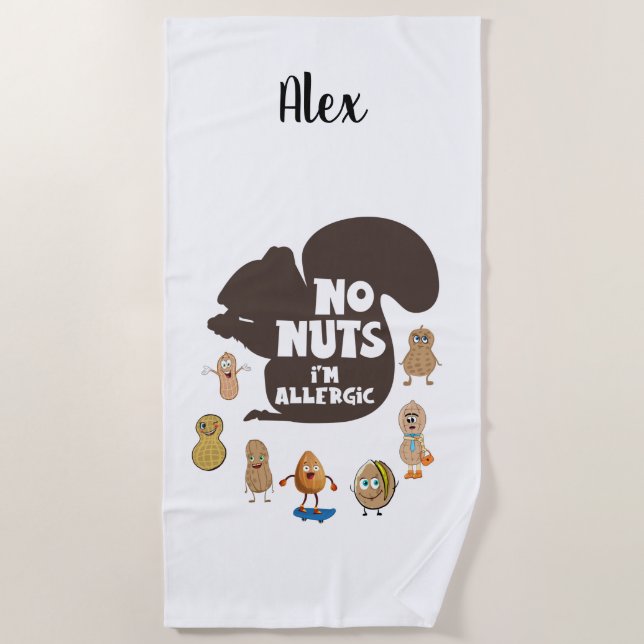 Serviette De Plage Pas de noix Je suis Allergic Peanut Sensibilisatio (Devant)