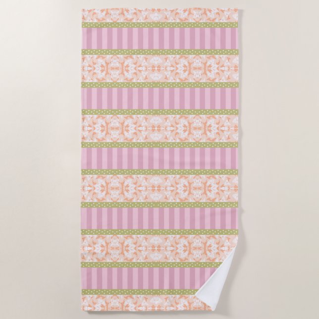 Serviette De Plage Pastel Rose Peach Tan Girl Design floral (Devant)