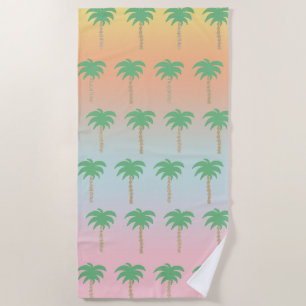 Serviette De Plage Pastel Sunset Palm Tree Ombre Gradient