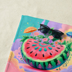 Serviette De Plage pastèque colorée pour l'été