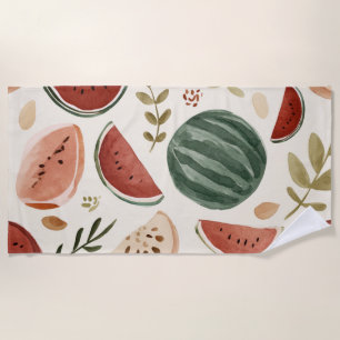 Serviette De Plage Pastèque Rose Verte Fruits Tropicaux Mignons