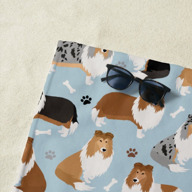 Serviette De Plage Pâtes et os de collie rugueux (En situation)