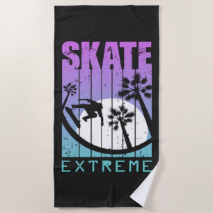 Serviette De Plage Patinage moderne Extreme Skateboard Fun Tropical