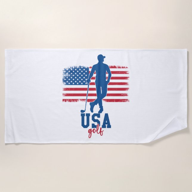 Serviette De Plage Patriotic Golf USA (Devant)