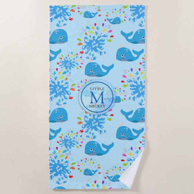 Serviette De Plage Patterson monogram bleu de Whale (Devant)