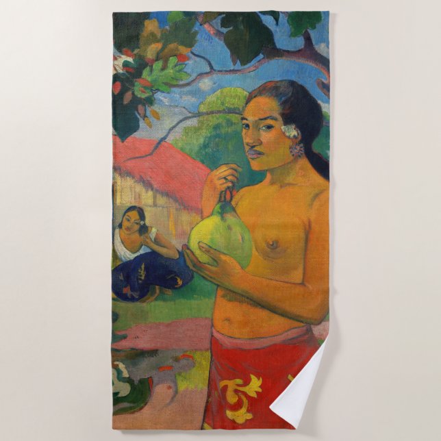 Serviette De Plage Paul Gauguin - Une femme tenant un fruit (Devant)