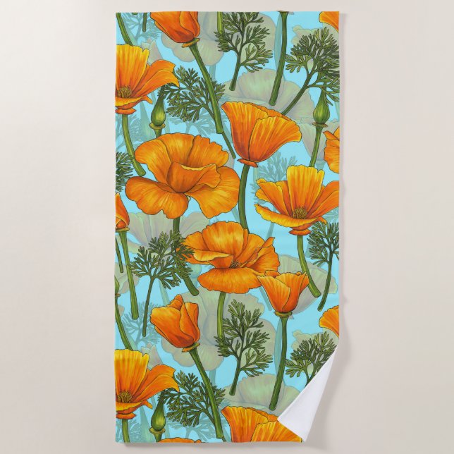 Serviette De Plage Pavot de Californie (Devant)