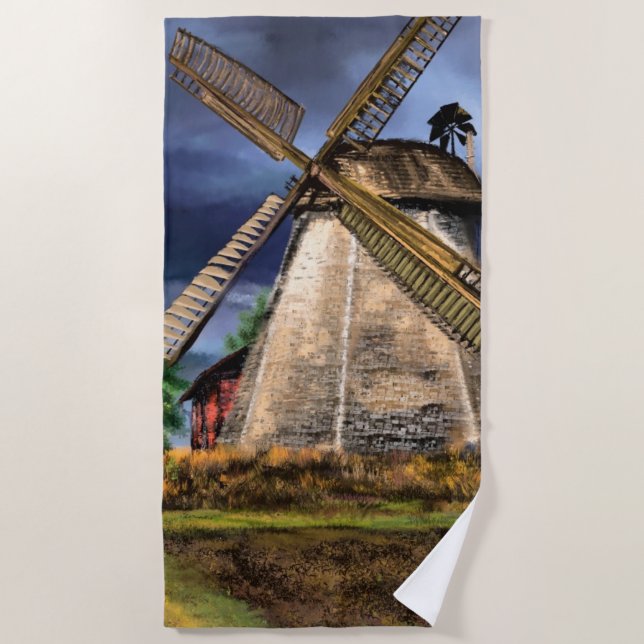 Serviette De Plage Pays-Bas Windmill Landscape Beach Towne (Devant)