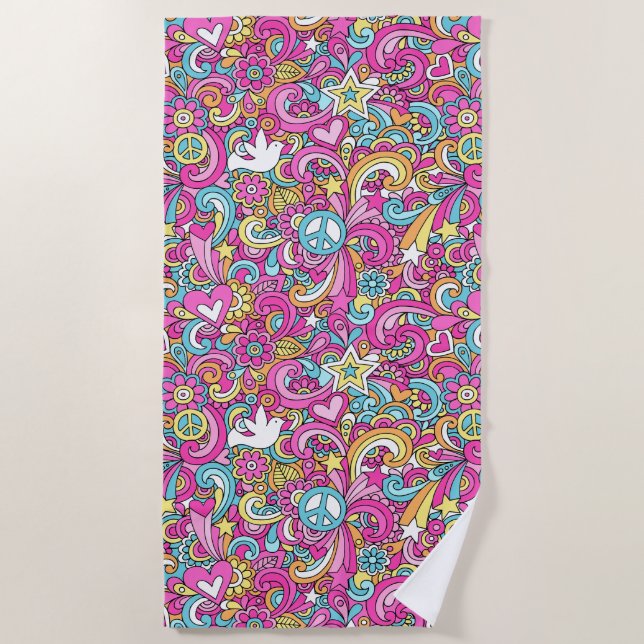 Serviette de plage Peace n’Love Beach (Devant)