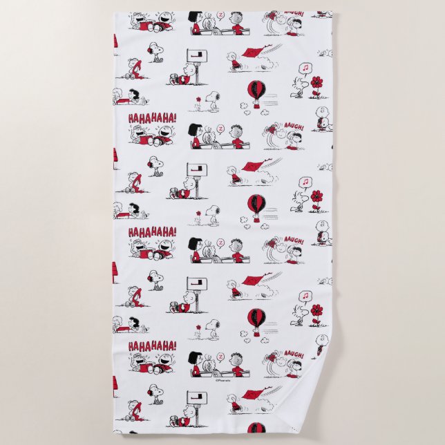 Serviette De Plage PEANUTS | Motif rouge et noir (Devant)