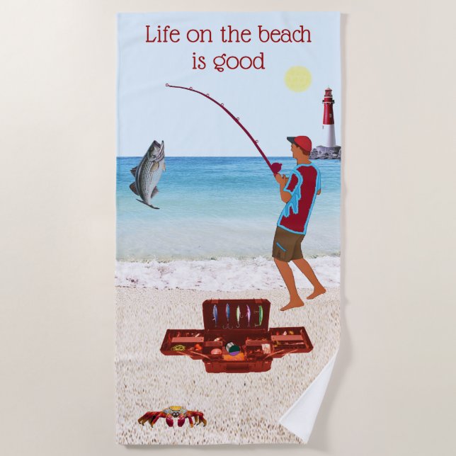 Serviette De Plage Pêche au surfcasting (Devant)