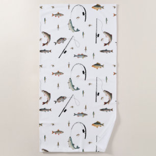 Serviette De Plage Pêche Motif à thème de poisson de bâton et de bobi