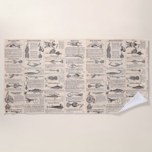 Serviette De Plage Pêche vintage leures : pêcheur d'antiquité des ann
