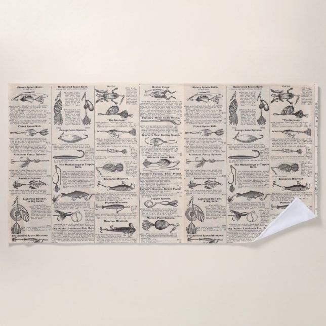 Serviette De Plage Pêche vintage leures : pêcheur d'antiquité des ann (Devant)