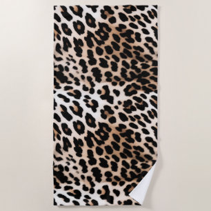 Serviette De Plage Pêcher Crème noire Leopard animal