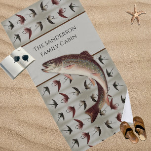 Serviette De Plage Pêcheurs Voler Pêche Mouches Truite arc-en-ciel Ru