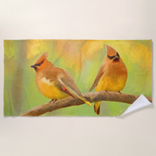 Serviette De Plage Peinture à cire de cèdre - jolie art original chie
