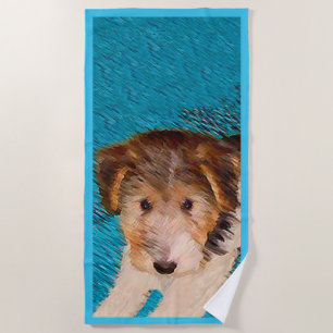 Serviette De Plage Peinture de chiot Terrier Fox - Art de chien origi