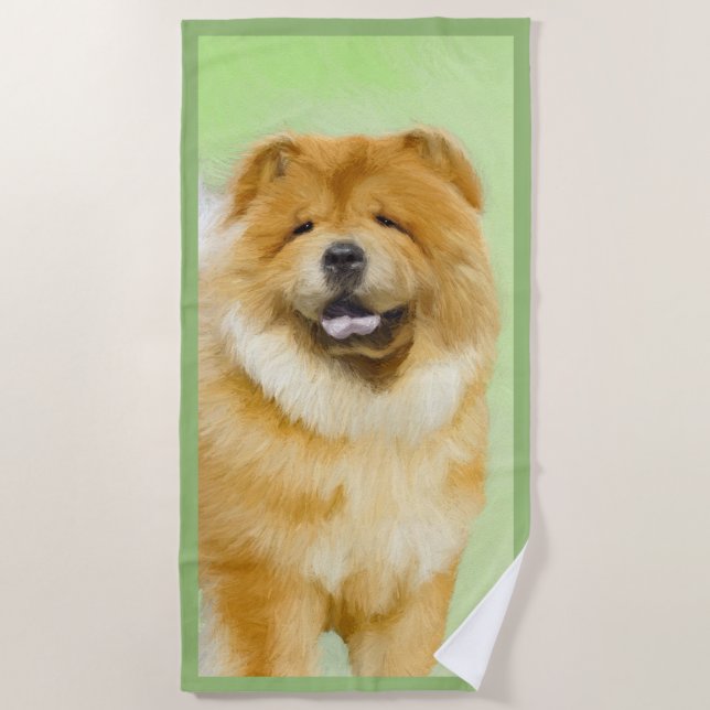 Serviette De Plage Peinture de Chow Chow - Cute Original Dog Art (Devant)