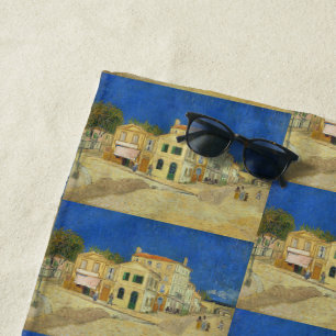 Serviette De Plage Peinture de la Maison Jaune avec Ciel Bleu de Van
