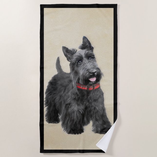 Serviette De Plage Peinture écossaise Terrier - Cute Original Chien A (Devant)