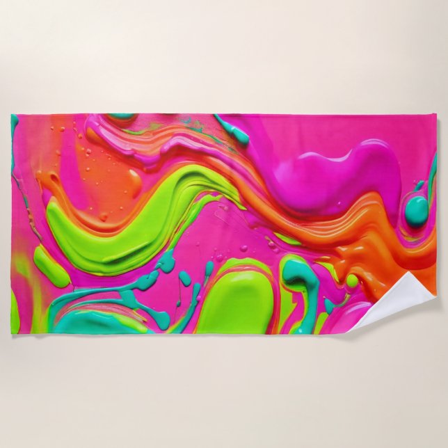 Serviette De Plage Peinture liquide vibrante (Devant)
