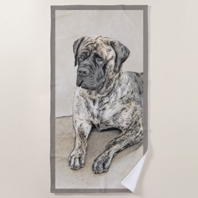 Serviette De Plage Peinture mastiff anglaise (Brindle) - Dog Art (Devant)