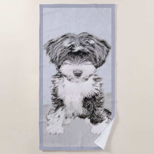 Serviette De Plage Peinture Tibétaine Terrier - Cute Original Chien A (Devant)