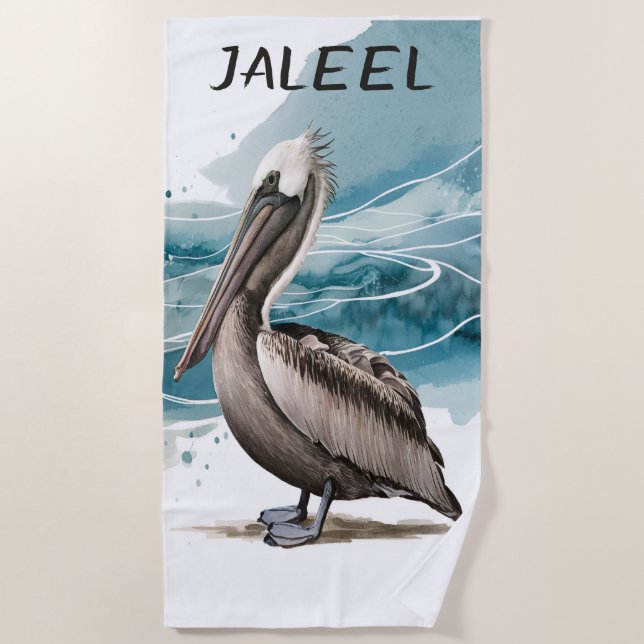 Serviette De Plage Pélican modifiable (Devant)