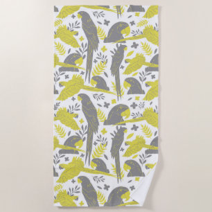 Serviette De Plage Perroquet à ara gris jaune Dessin Motif tropical
