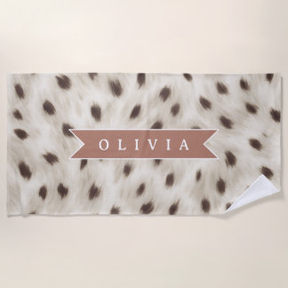 Serviette De Plage Personalized Chic Neutral Leopard Animal Print