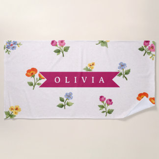 Serviette De Plage Personalized Ditsy Floral Cottagecore Wildflower