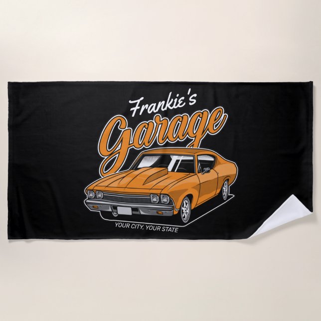 Serviette De Plage Personnalisé 1968 396 Classic Muscle Garage de voi (Devant)