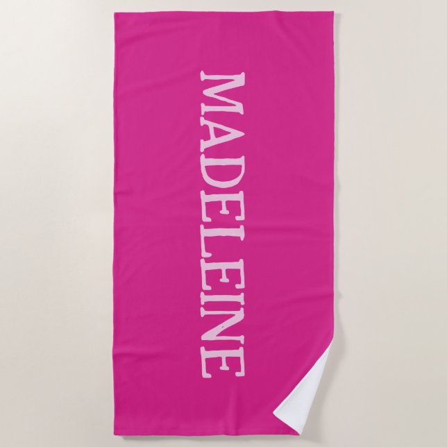 Serviette De Plage Personnalisé rose vif (Devant)