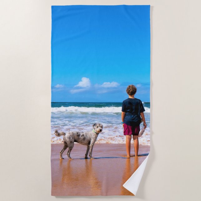 Serviette De Plage Personnalisé Votre Photo Beach Towel Cadeau Person (Devant)