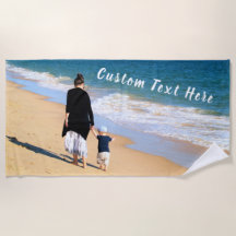 Personnalisé Votre Photo Plage Serviette Texte Per