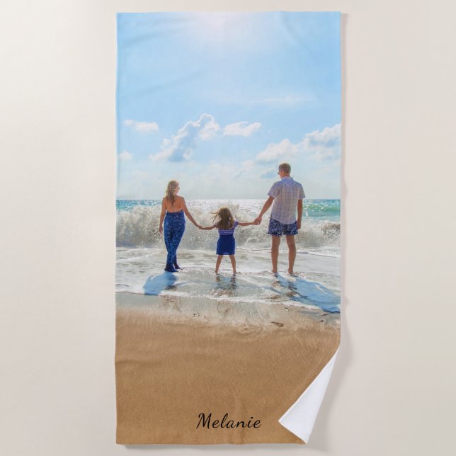Serviette de plage personnalisée avec votre photo  (Devant)