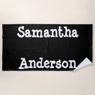Serviette De Plage Personnalisée Blanche Et Noire