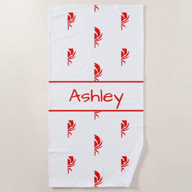 Serviette de plage personnalisée de crabe (Devant)
