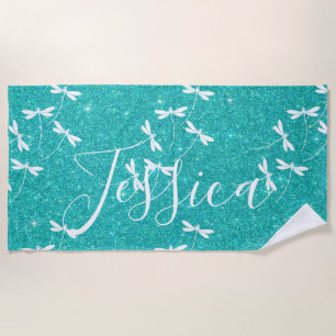 Serviette de plage personnalisée paillettes et lib