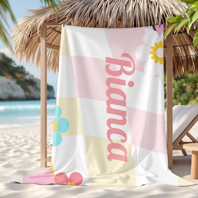 Serviette de plage personnalisée Rétro Groovy (Créateur téléchargé)