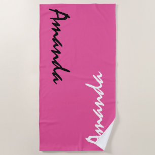 serviette de plage personnalisée rose chaud
